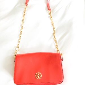 Tory Burch Leather and Gold Coral Crossbody Bag
